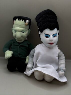Vintage Stuffins Frankenstein and Bride of Frankenstein Halloween Plush Lot
